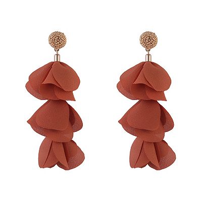 Emberly Petal Linear Earrings with Beaded Post Top