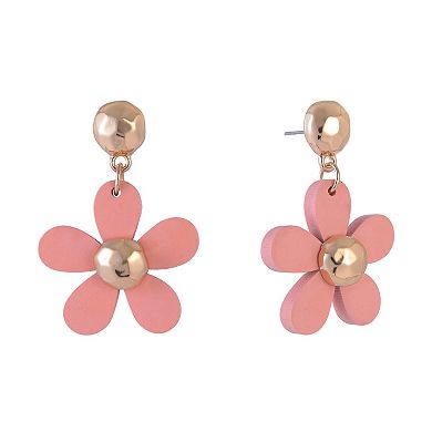 Emberly Gold Tone Flower Post Drop Earrings