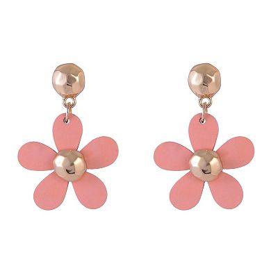 Emberly Gold Tone Flower Post Drop Earrings