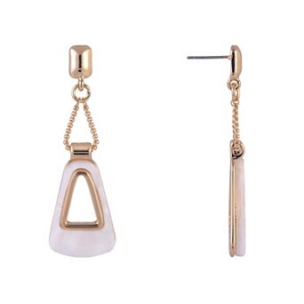 Emberly Gold Tone Linear Double Teardrop Earrings