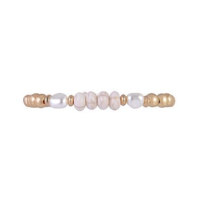 Emberly 3-Piece Gold Tone Bead Stretch Bracelet Set
