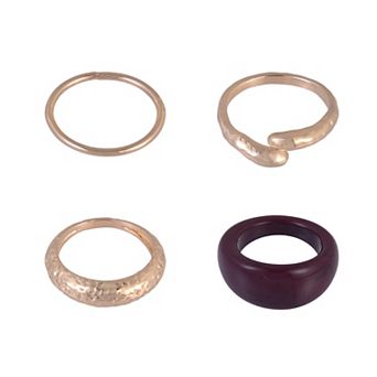 Emberly 4 pc Gold Tone Stackable Ring Set