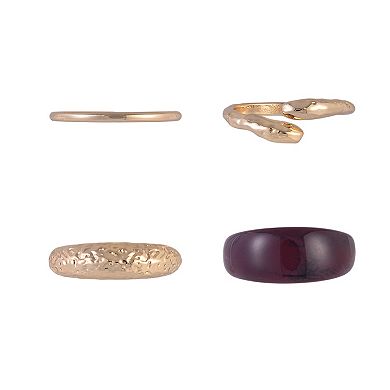 Emberly 4-Piece Gold Tone Stackable Ring Set