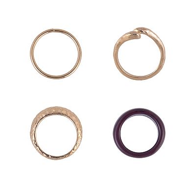 Emberly 4-Piece Gold Tone Stackable Ring Set