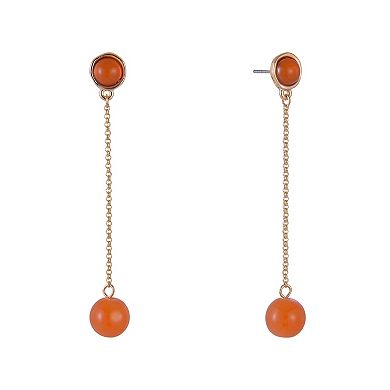 Emberly Gold Tone Bead Linear Earrings