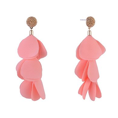 Emberly Gold Tone Beaded Post Top Petal Linear Earrings