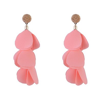 Emberly Gold Tone Beaded Post Top Petal Linear Earrings