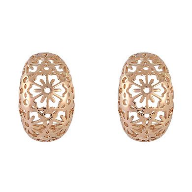 Emberly Gold Tone Filigree Post Hoop Earrings