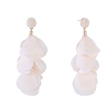 Emberly Gold Tone Petal Linear Earrings with Beaded Post Top