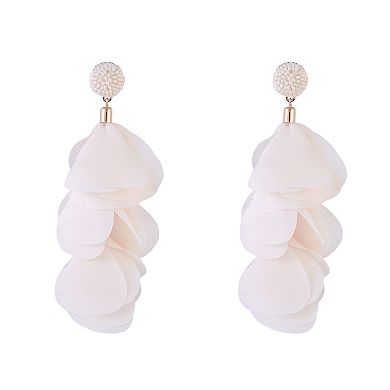 Emberly Gold Tone Petal Linear Earrings with Beaded Post Top