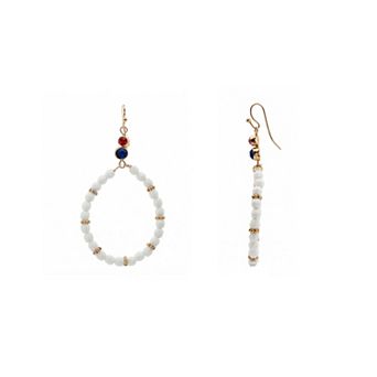 Emberly Gold Tone Glass Tone Beaded Teardrop Drop Earrings