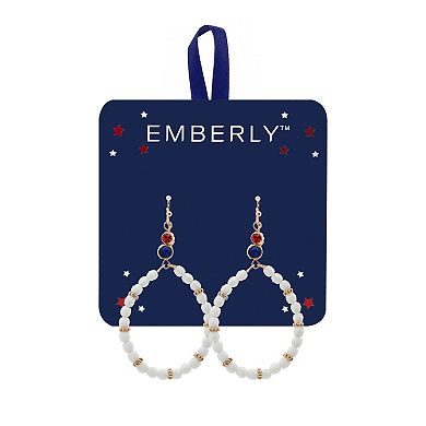 Emberly Gold Tone Glass Tone Beaded Teardrop Drop Earrings