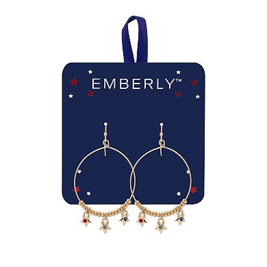 Emberly Gold Tone Beads Triple Glass Stone Star Drop Earrings