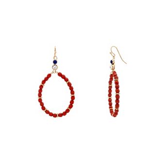 Emberly Gold Tone Glass Tone Beaded Teardrop Drop Earrings