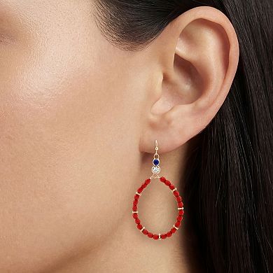 Emberly Gold Tone Glass Tone Beaded Teardrop Drop Earrings