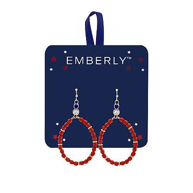 Emberly Gold Tone Glass Tone Beaded Teardrop Drop Earrings