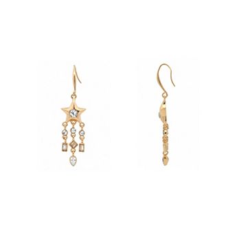 Emberly Gold Tone Glass Stone Star Drop Earrings