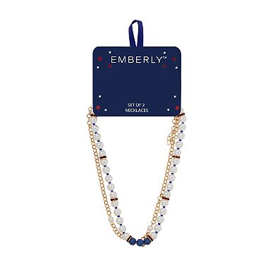 Emberly Gold Tone Multi Simulated Pearl Necklace Set