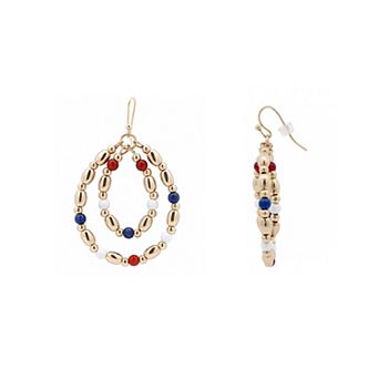 Emberly Gold Tone Multi Bead Double Teardrop Drop Earrings