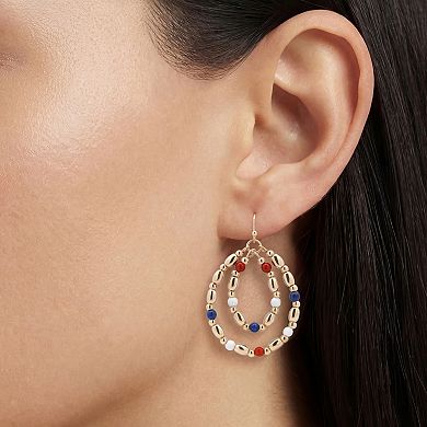 Emberly Gold Tone Multi Bead Double Teardrop Drop Earrings