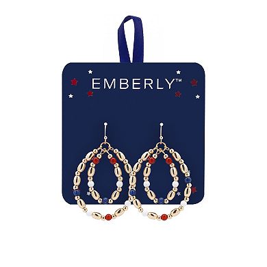 Emberly Gold Tone Multi Bead Double Teardrop Drop Earrings