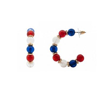 Emberly Gold Tone Multi Beads C Hoop Earrings