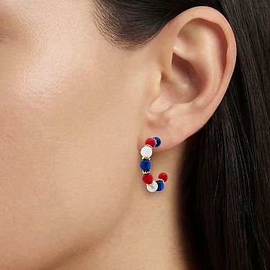 Emberly Gold Tone Multi Beads C Hoop Earrings