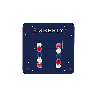 Emberly Gold Tone Multi Beads C Hoop Earrings