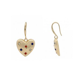 Emberly Gold Tone Glass Stone Multi Star Heart Drop Earrings