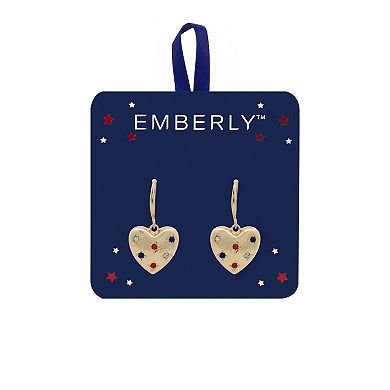 Emberly Gold Tone Glass Stone Multi Star Heart Drop Earrings