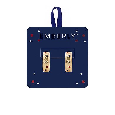 Emberly Gold Tone Multi Stars Glass Stone C Hoop Earrings