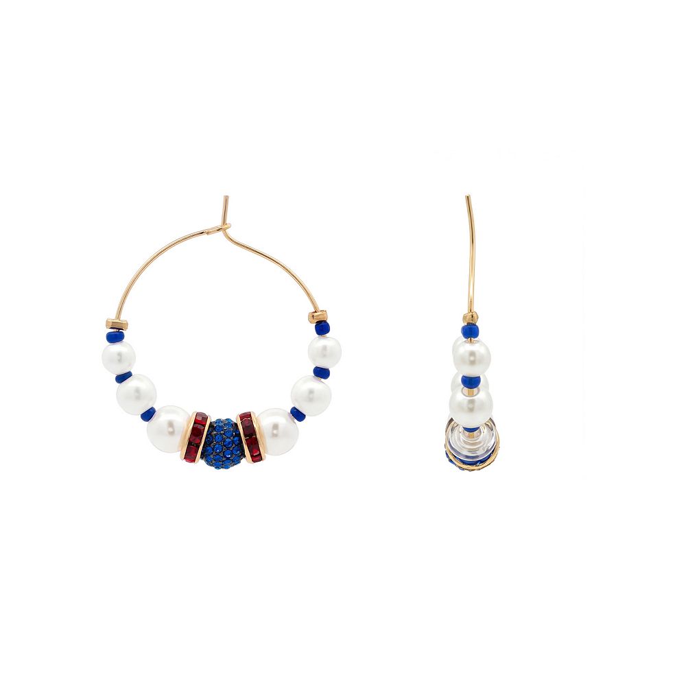 Emberly Gold Tone Beaded Hoop Earrings
