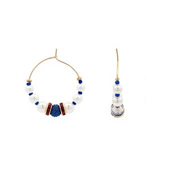 Emberly Gold Tone Beaded Hoop Earrings