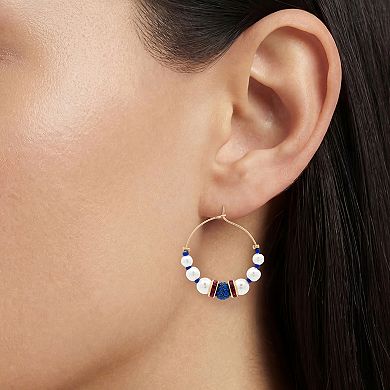 Emberly Gold Tone Beaded Hoop Earrings