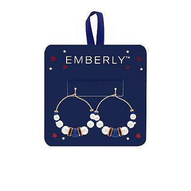 Emberly Gold Tone Beaded Hoop Earrings