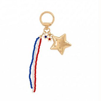 Emberly Gold Tone Triple Glass Stone Star Beaded Multi Strand Bag Charm