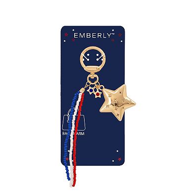 Emberly Gold Tone Triple Glass Stone Star Beaded Multi Strand Bag Charm