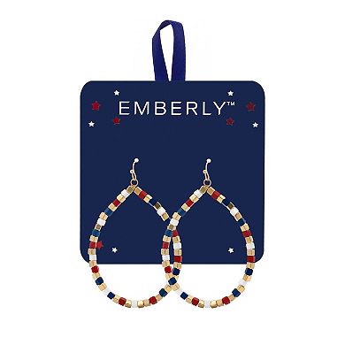 Emberly Gold Tone Multi Square Teardrop Drop Earring