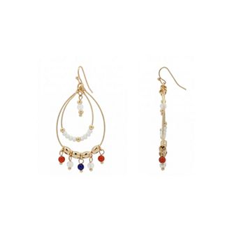 Emberly Gold Tone Multi Bead Teardrop Drop Earrings