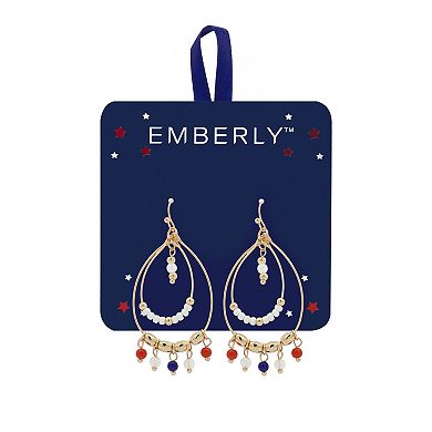 Emberly Gold Tone Multi Bead Teardrop Drop Earrings