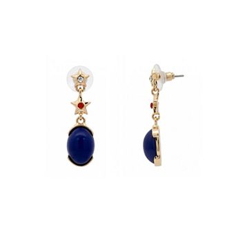 Emberly Gold Tone Glass Stone Multi Star Drop Earrings
