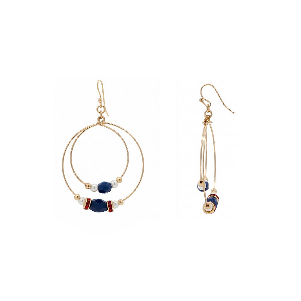 Emberly Gold Tone Multi Circle Beaded Drop Earrings