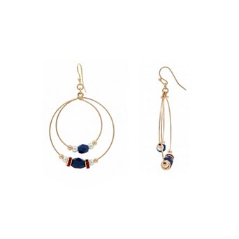 Emberly Gold Tone Multi Circle Beaded Drop Earrings