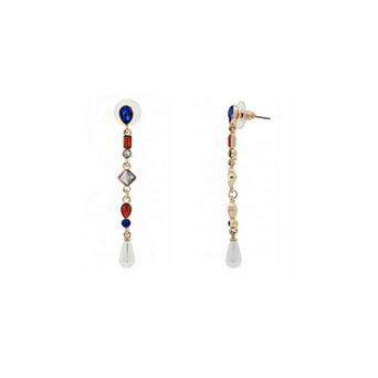 Emberly Gold Tone Multi Shape Glass Stone Drop Earrings