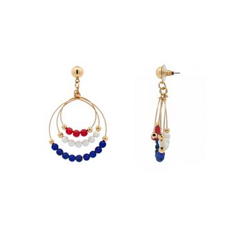 Emberly Gold Tone Multi Circle Beaded Drop Earrings