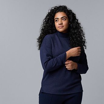 Plus Size Simply Vera Vera Wang Turtleneck Long Sleeve Scuba Top