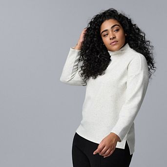 Plus Size Simply Vera Vera Wang Turtleneck Long Sleeve Scuba Top