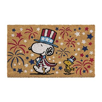 Peanuts Snoopy and Woodstock Patriotic Coir Door Mat 18" x 30"