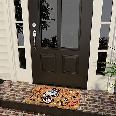 Peanuts Snoopy and Woodstock Patriotic Coir Door Mat 18" x 30"