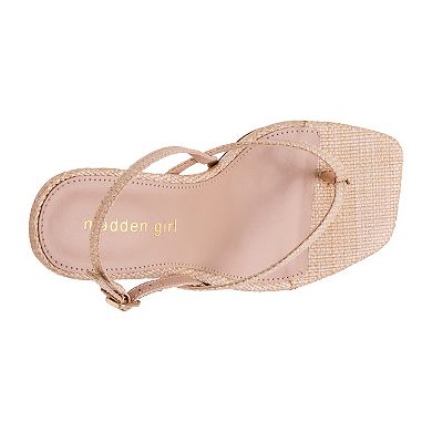 madden girl Carlley Women's Woven Kitten Heel Slingback Sandals